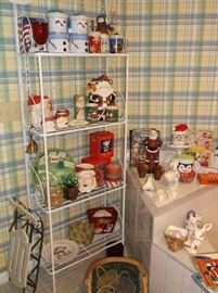 Baker's rack with Christmas decor