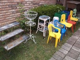 Plant stands and children's chairs