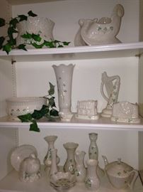 Some of the over 50 pieces of Irish Belleek