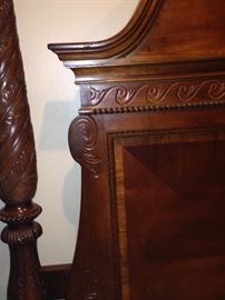 Beautiful carving on this queen bed