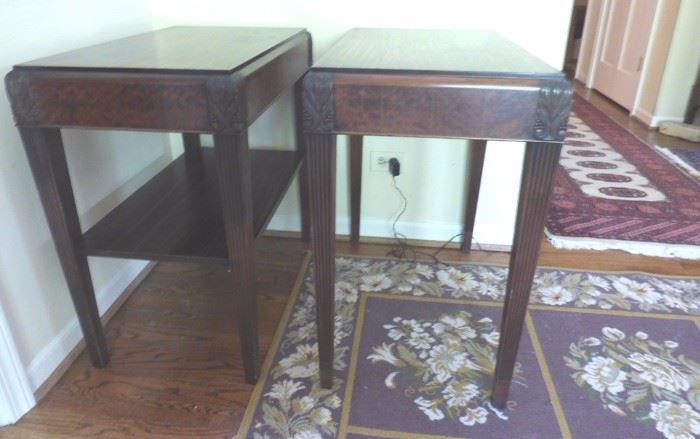 Art Nouveau End Tables with Zebra Wood tops