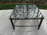 HEAVY wrought iron (not aluminum) patio table with glass top