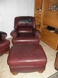TWO SETS OF THESE.  Leather recliner with matching foot stool.