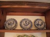 Blue Limoge rooster plates