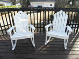 Matching wooden rockers with cut out.
