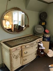 The ladies dresser and mirror with the original key. Notice the pull out drawers.
