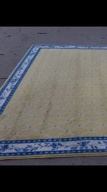 Large yellow, blue and white rug
9 x 12.5