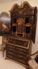 20th Century Black Lacquered Chinese Secretary approx 8'1 "  high by 46 " wide .. 25"  deep...$9,000 