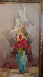 Original Oil Painting, 28 in X 46 in Flowers in Vase $2,900