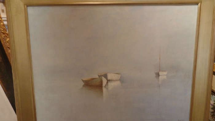 Original Oil Painting 5 x 4 Misty Lake $3,650