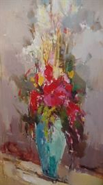 Original Oil Painting, 28 in X 46 in Flowers in Vase $2,900