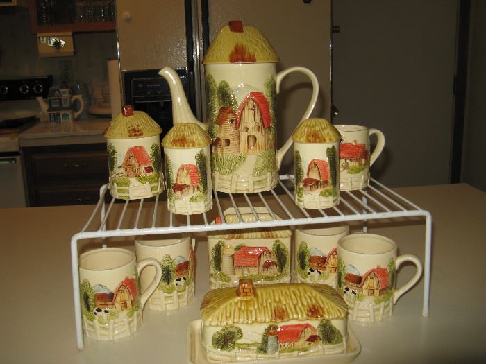 Vintage COUNTRY COTTAGE Barn FARM Ceramic TEA SET