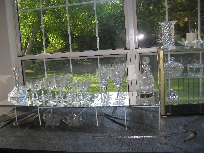 CUT & ETCHED GLASS, CRYSTAL STEMWARE, EAPG GLASS