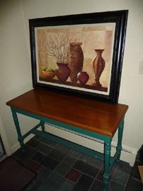 WOOD ENTRY TABLE, ART