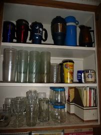 GLASSWARE, PLASTIC CUPS, TRAVEL MUGS