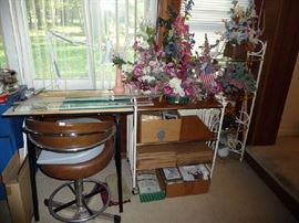CRAFT TABLE, CHAIR, FLORAL