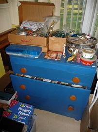 DRESSER FULL OF DOLL HOUSE ACCESSORIES