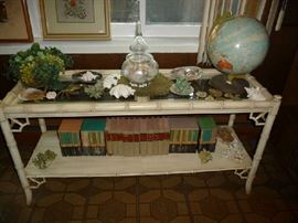 SOFA TABLE, BOOKS, DECOR