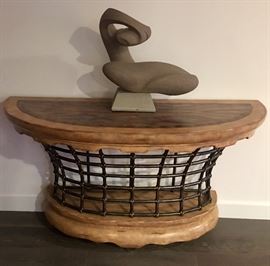 Mainland Smith cage console, modern stone sculpture 