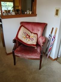 Fabulous occasional chair and vintage throw pillow