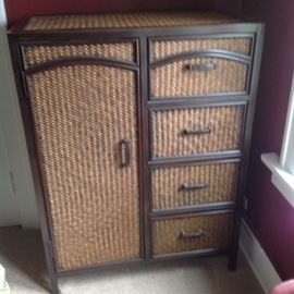 Rattan dresser....made with metal.  36"w, 19"deep and 48" high.  Presale available ...with matching full headboard...$135.