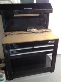 Kobalt  workbench...black metal.  45wide, 25 deep and 62" high.  In the basement and will need to be taken apart to be carried out...(.top removed). $75...presale available