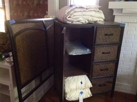 Rattan set....full bed headboard, rails and dresser....$135