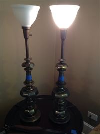 Pair of brass lamps....both work
