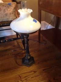 Small metal lamp with white glass shade...$50