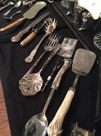 Nice assortment of Plate and Sterling serving pieces.