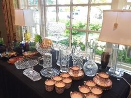 Depression glass pieces, cut Bohemian glasses, Fostoria, Waterford and Baccarat crystal, Spode China and More...