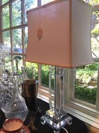 Pair of Glass Base Lamps.