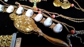 14 karat gold victorian lorgnette with chain