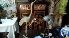 pair of bronze birds