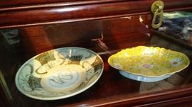 chinese provincial ware fish bowl; famille jeune sweetmeat dish