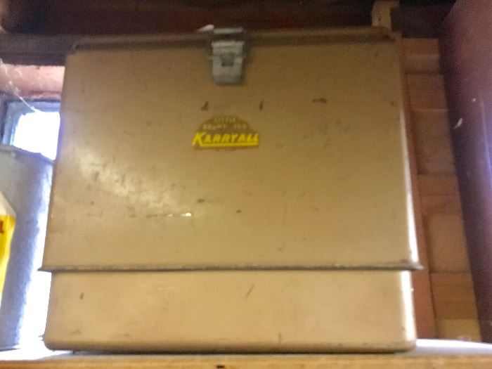 Vintage Karry-all cooler with storage on the bottom. 