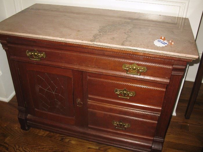 Marble top wash stand - measures about 36" wide, 18" deep, 28" high