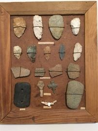 Arrowhead and pottery shard collection