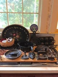 Cast iron including Griswold waffle maker
