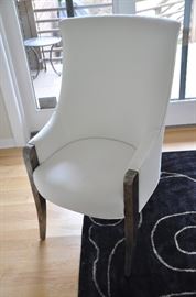 Set of 2 Swaim high back white cotton chairs