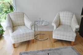 Ivory upholstered rolled arm chairs 29"w x 35"h x 30"d