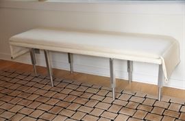 Fabulous ivory linen and chrome bench 60"w x 20"h x 18"d