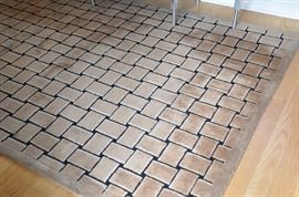 Tibetan taupe and black basket weave 100% wool area rug 