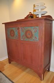 Wonderful antique hand painted cabinet
52"w x 58"h x 20" d 
