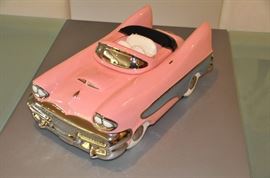 Pink vintage Chevy convertible cookie jar 15"