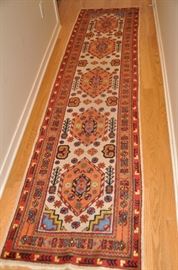 Antique, c.1920 hand made 100% wool 2'6" x 10' runner
