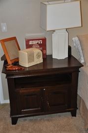 Fantastic Crate and Barrel mahogany night stand with open shelf 37"w x 29"h x 21.5"d 