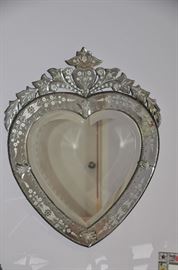 Wonderful Venetian style heart mirror 23"w x 29"h