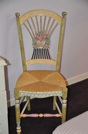 Fabulous MacKenzie-Childs Light Flower Basket Side Chair