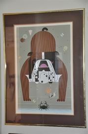 Fantastic mid century serigraph signed and numbered by artist Charley Harper "Claws"
